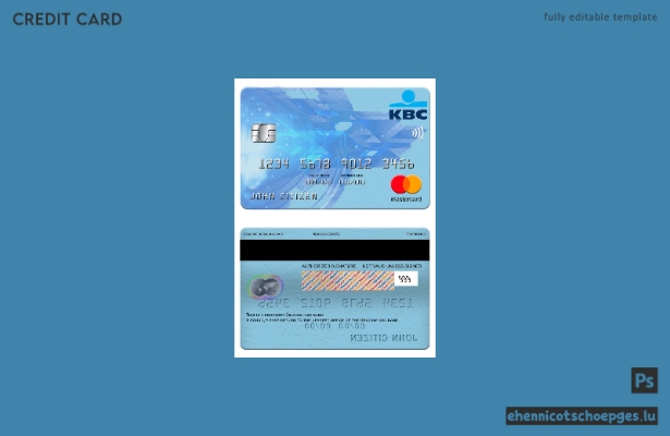 Beispielvorschau der KBC Bank Mastercard (Belgien)